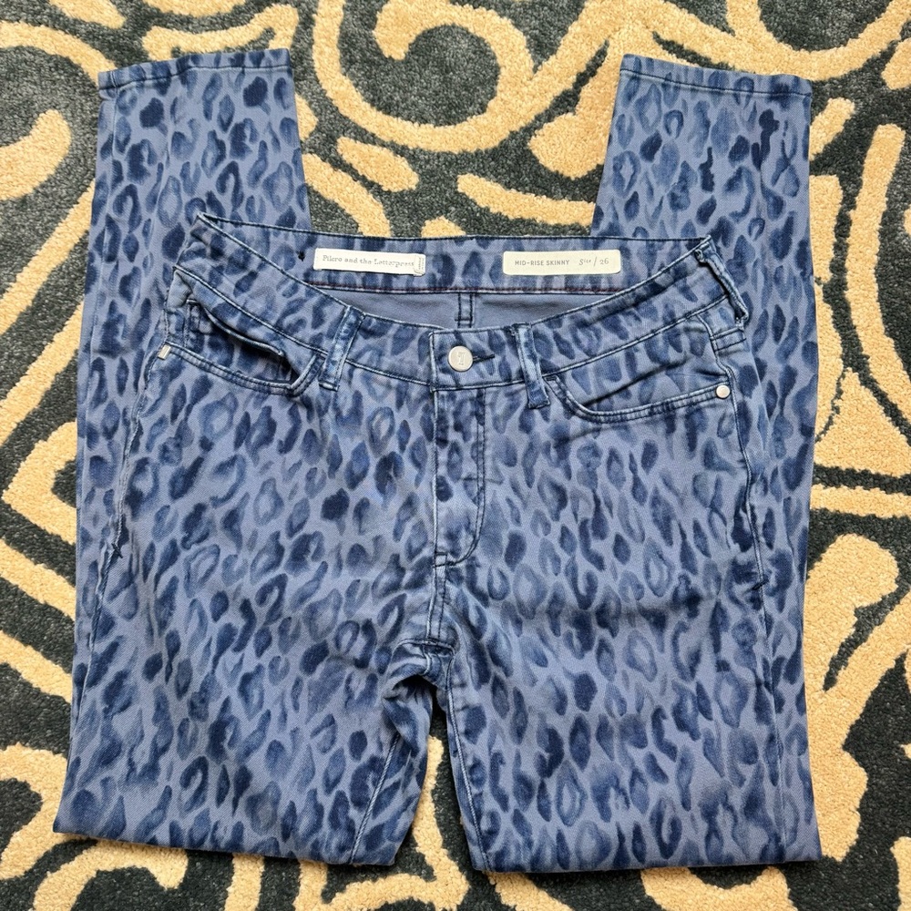 Pilcro and the Letterpress Blue Animal Print Skinny Jeans - Picture 2 of 9